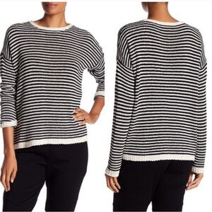 Eileen Fisher Cozy Striped Box Knit Sweater Top, Soft White/Black | Size XL 1X